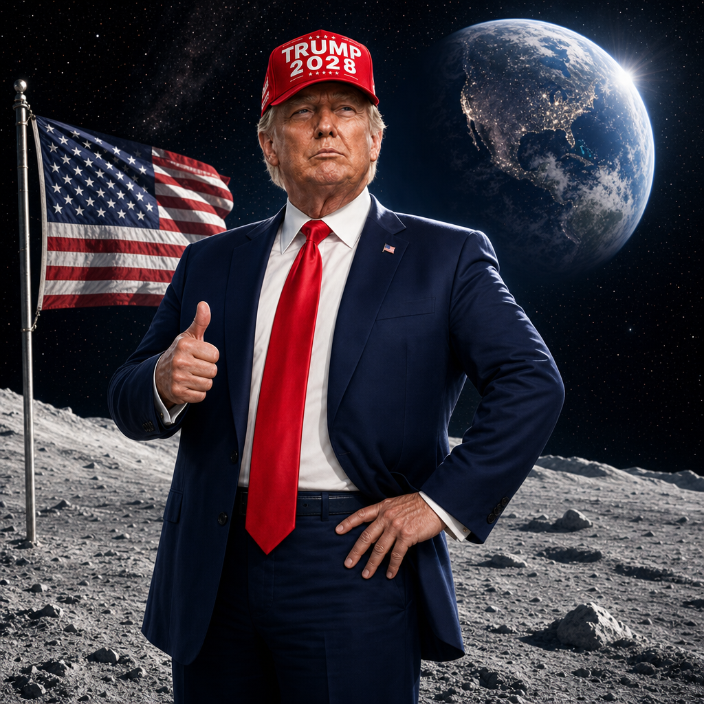 Thumbs up on the Moon with Earth rising